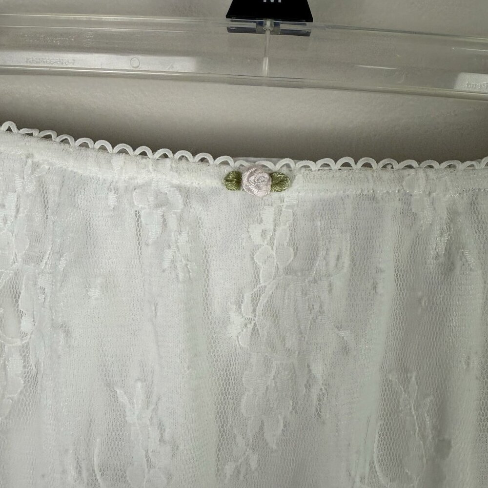 All In Favor White Lace Midi Skirt Small Sheer Overlay Lined NWOT Cottagecore - Picture 6 of 11
